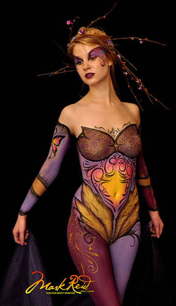 Woman body painted in a fairy style