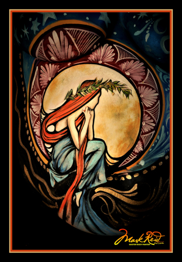 close up of a pregnant woman's belly with intricate body painting