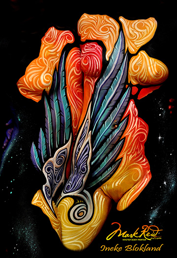 Very colorful and detailed body painting